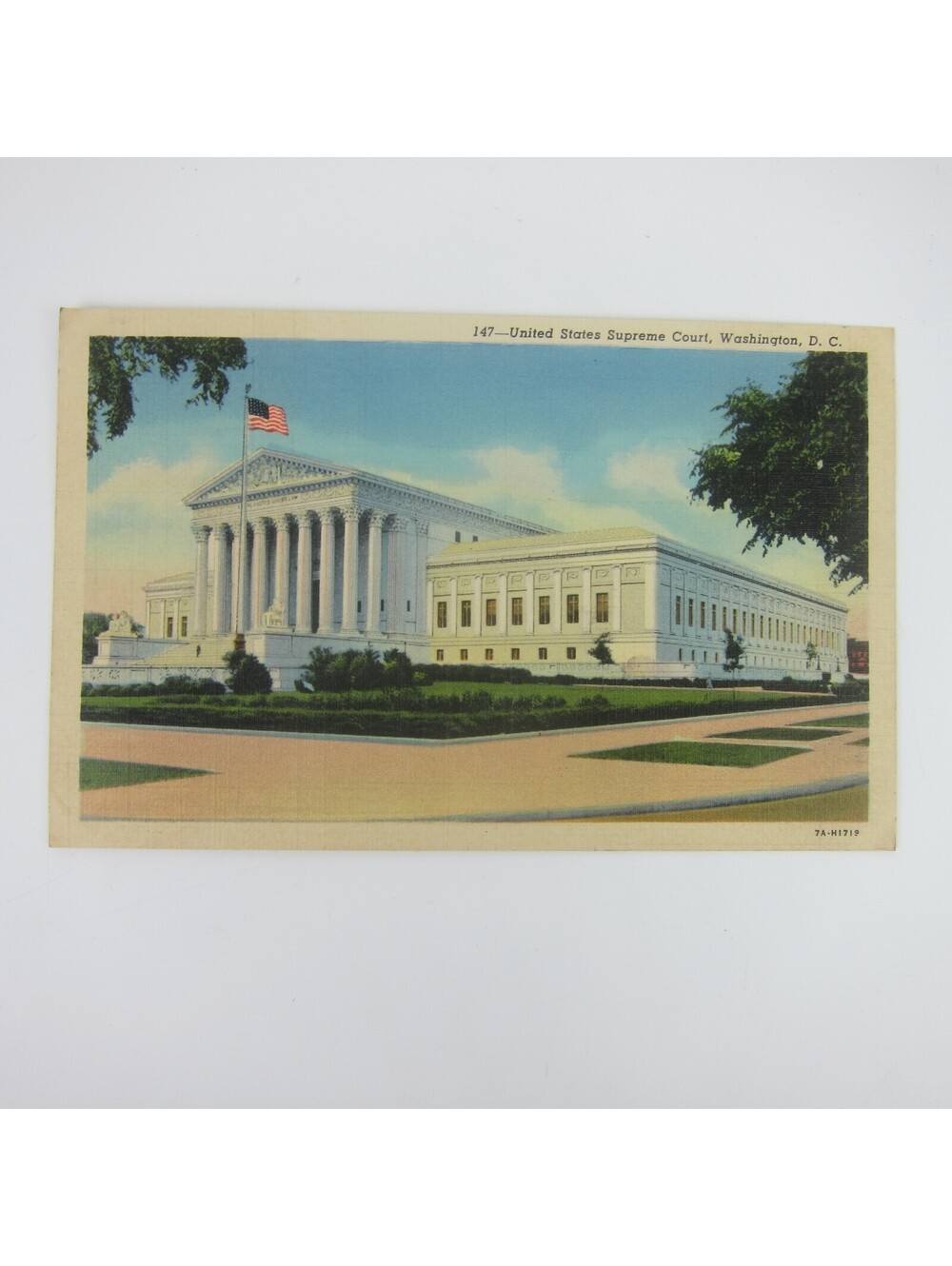 Vintage Linen Postcard United States Supreme Court Building & Flag Washington DC